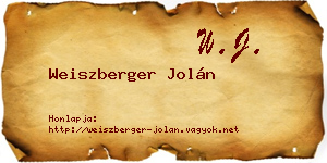 Weiszberger Jolán névjegykártya